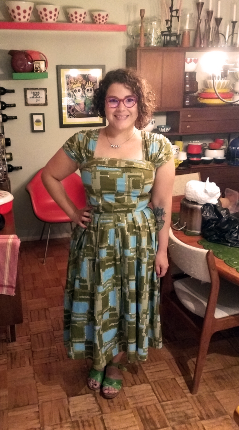 LAZYBONES vintage dress, Caroline Abram eyeglasses, Chameleon clogs